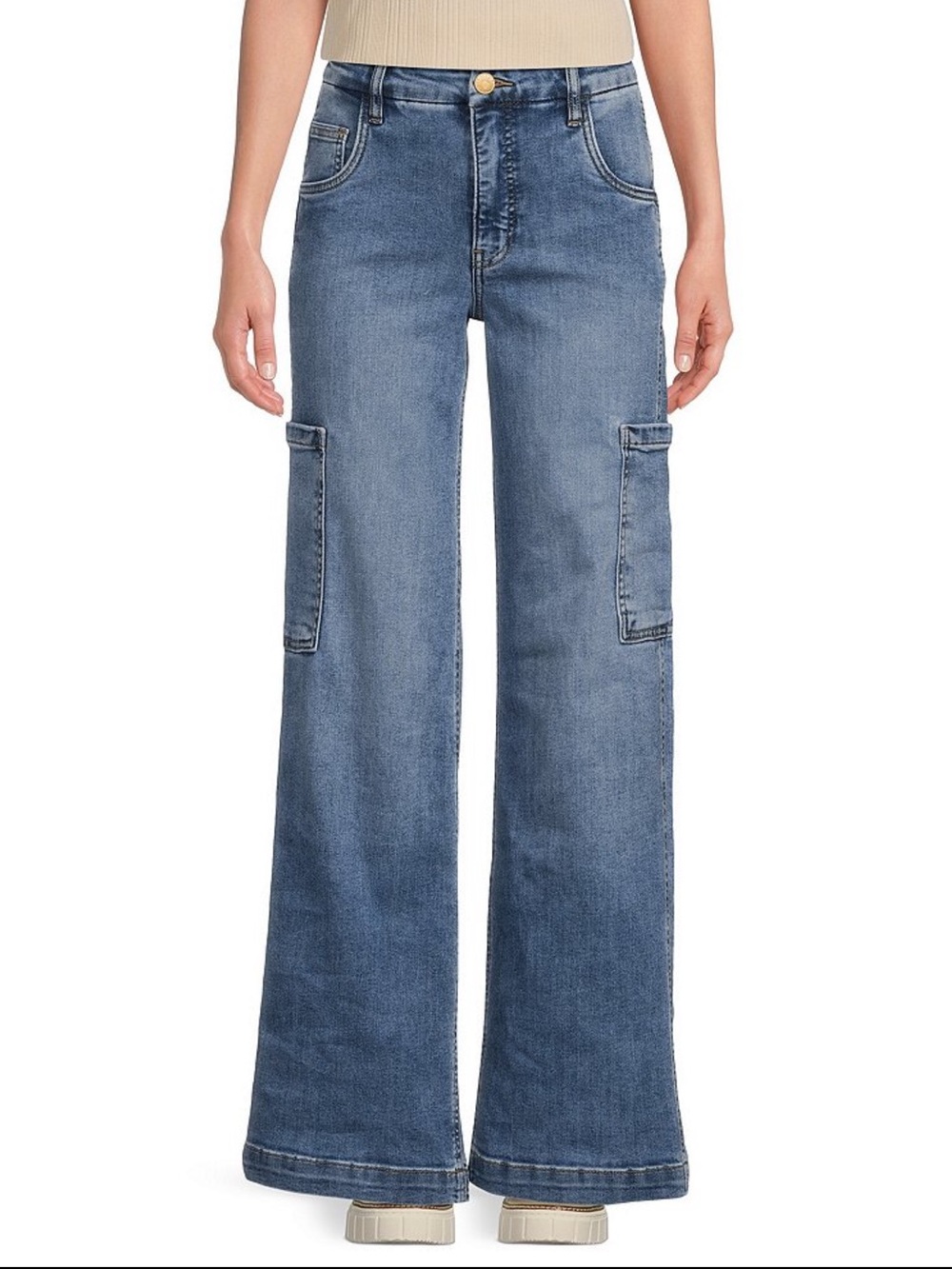 KUT From The Kloth Jodi Fab Ab Wide Leg Cargo Jeans Size 2 Blue